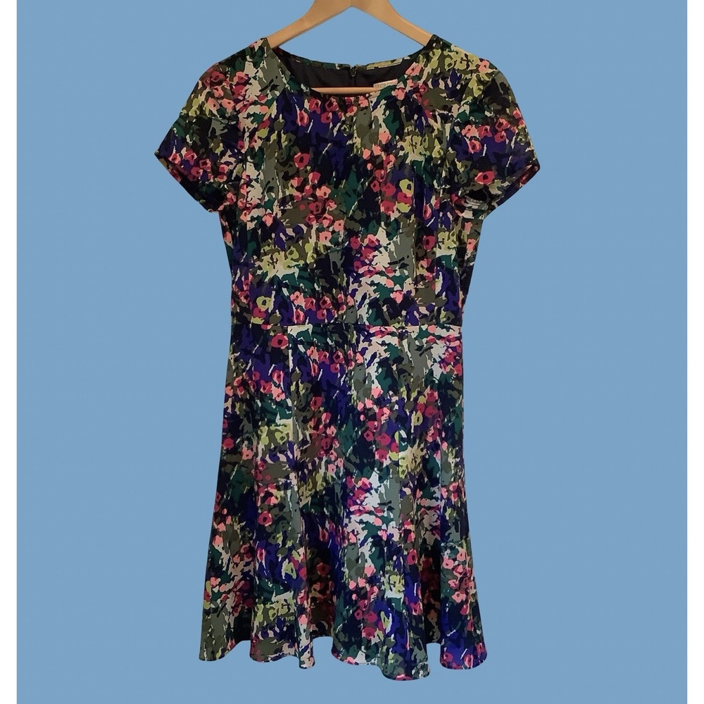 J Crew Fit & Flare Floral Print Summer Dress Flirty Fun Garden Party Dress Sz 4